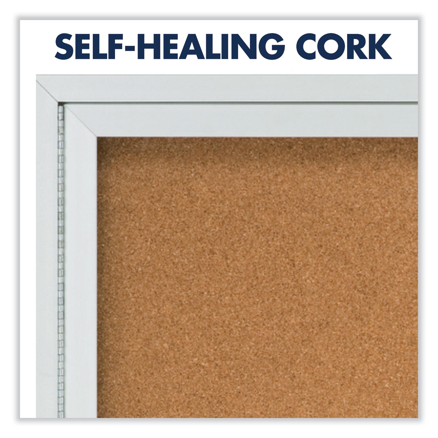 Enclosed Indoor Cork Bulletin Board with One Hinged Door, 24 x 36, Tan Surface, Silver Aluminum Frame