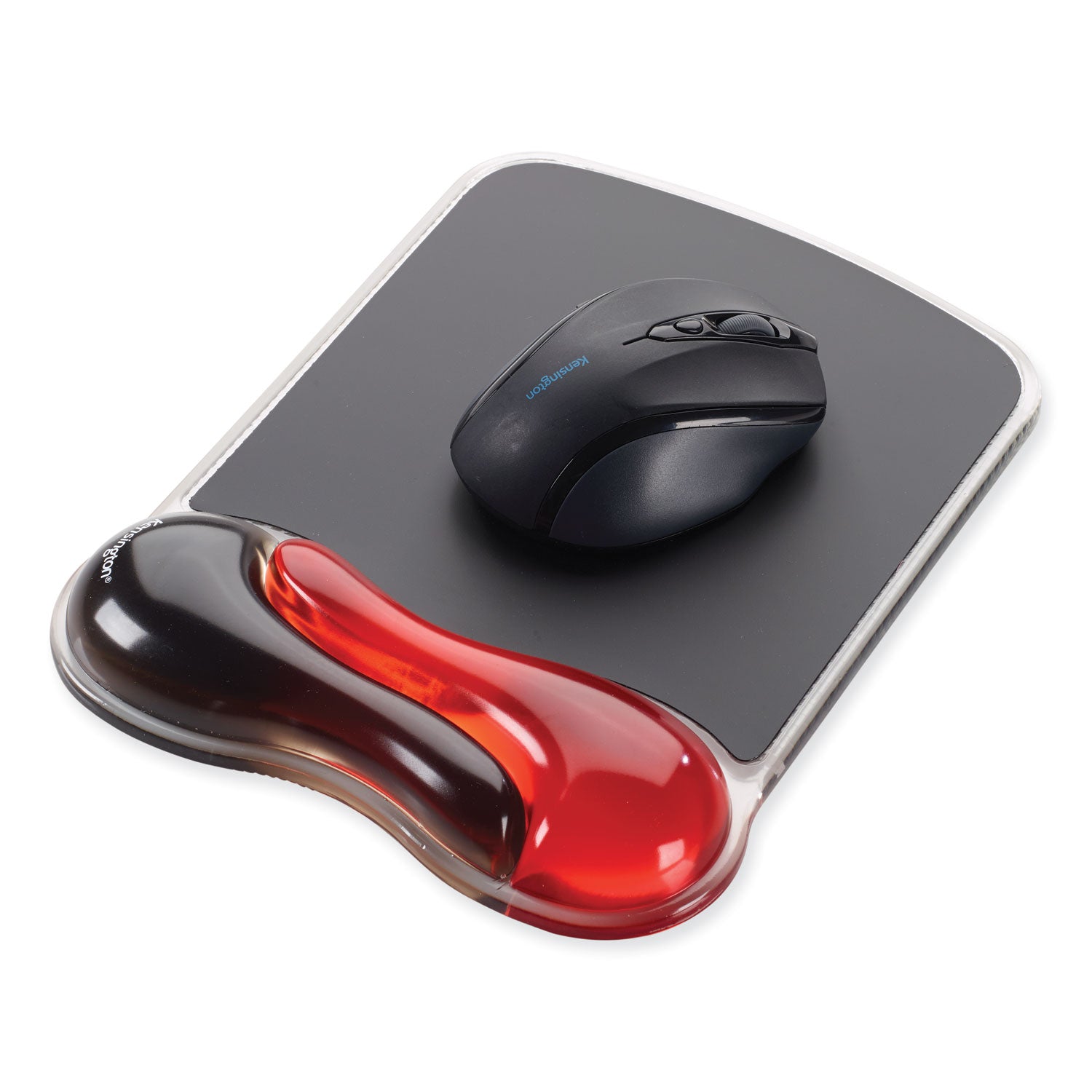 Duo Gel Wave Mouse Pad with Wrist Rest, 9.37 x 13, Red - 