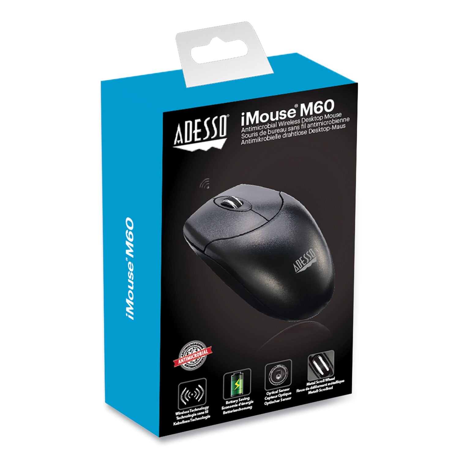 imouse-m60-antimicrobial-wireless-mouse-24-ghz-frequency-30-ft-wireless-range-left-right-hand-use-black_adem60 - 1
