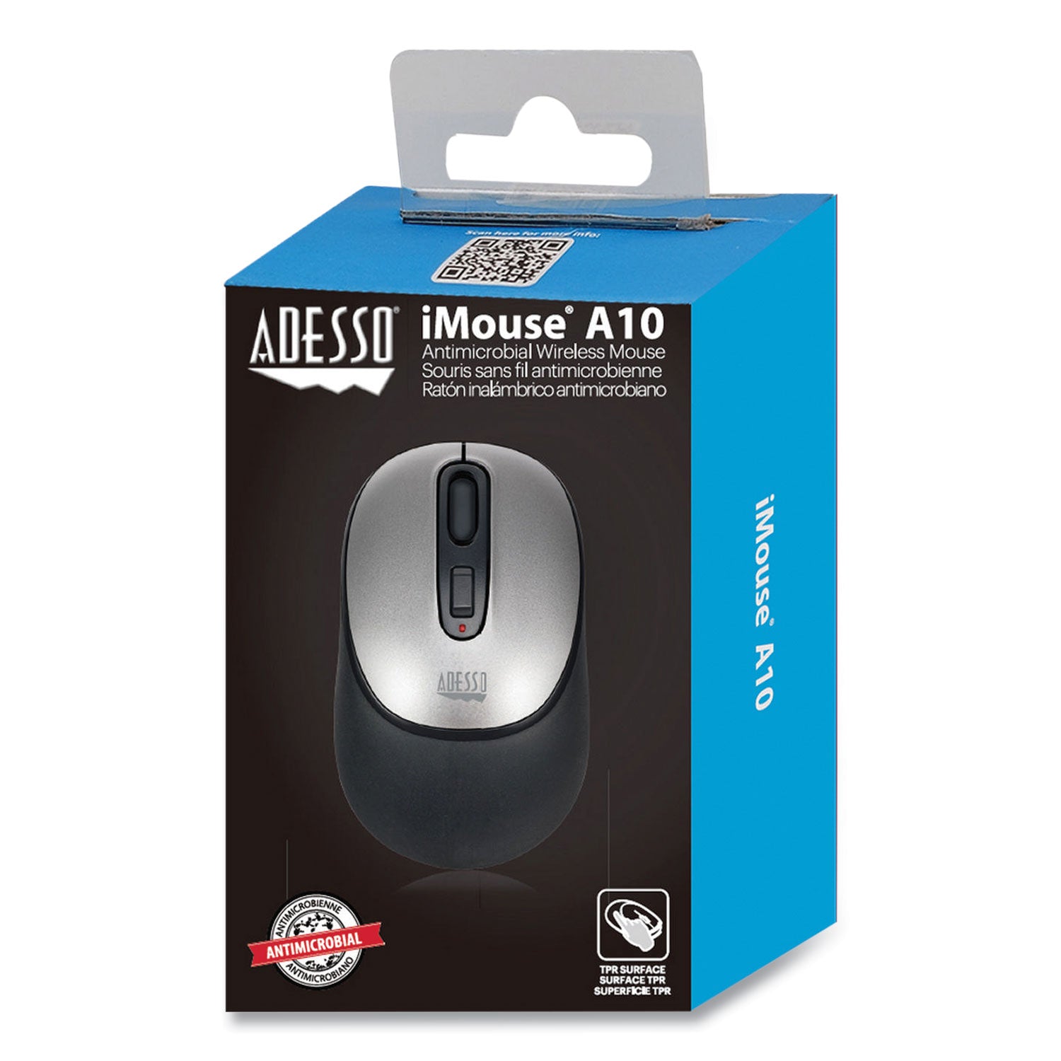 imouse-a10-antimicrobial-wireless-mouse-24-ghz-frequency-30-ft-wireless-range-left-right-hand-use-black-silver_adea10 - 1
