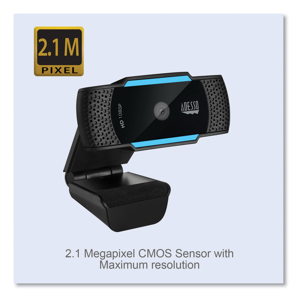 CyberTrack H5 1080P HD USB AutoFocus Webcam with Microphone, 1920 Pixels x 1080 Pixels, 2.1 Mpixels, Black