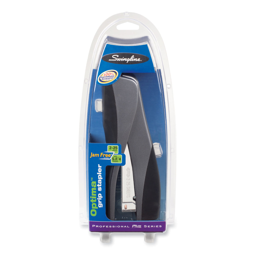 Optima Grip Compact Stapler, 25-Sheet Capacity, Silver