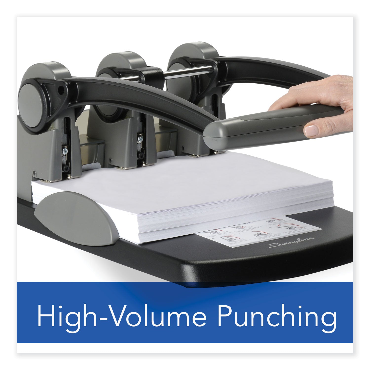 Swingline Extra-High Capacity 3-Hole Punch - Fixed Centers - 3 Punch Head(s) - 300 Sheet - 9/32" Punch Size - Black, Gray - 5