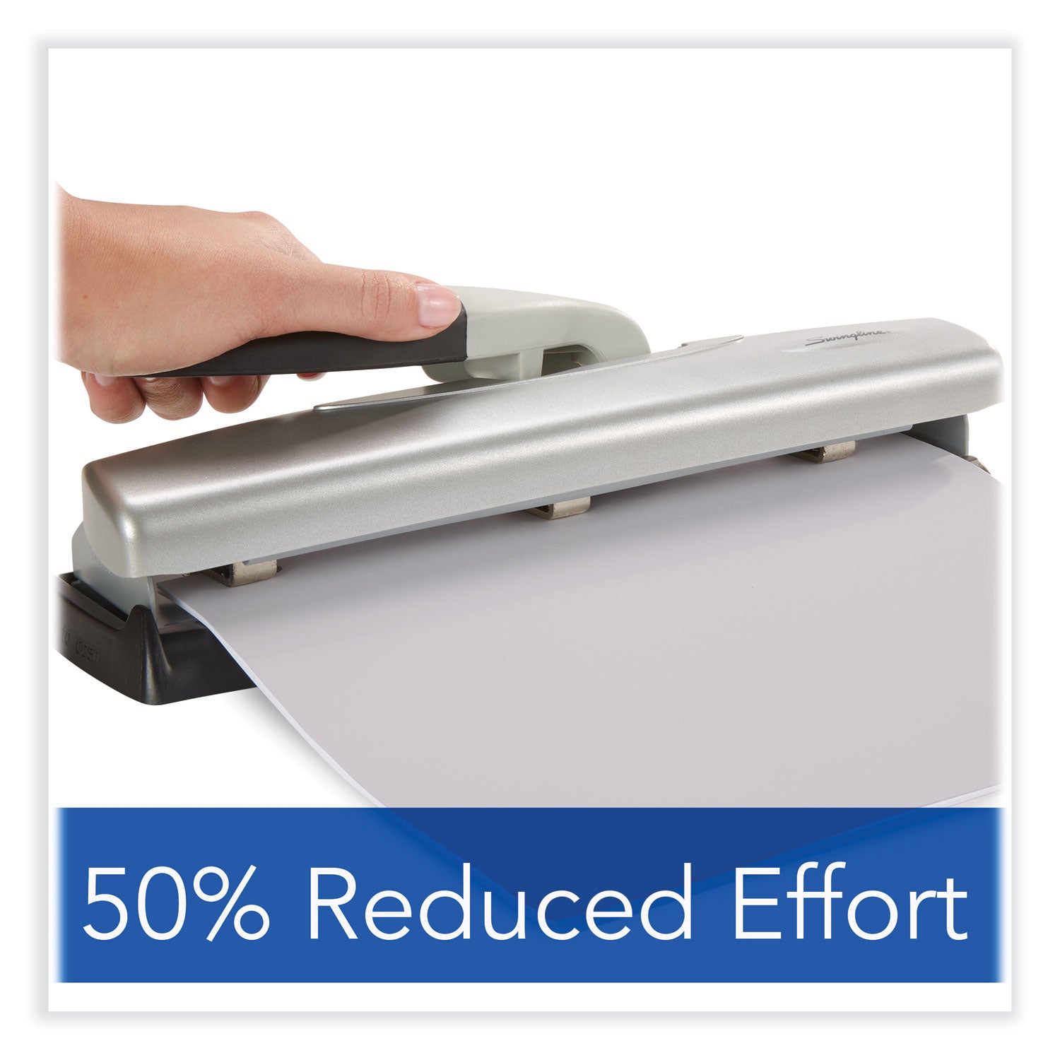 20-Sheet LightTouch Desktop Two- to Seven-Hole Punch, 9/32" Holes, Silver/Black