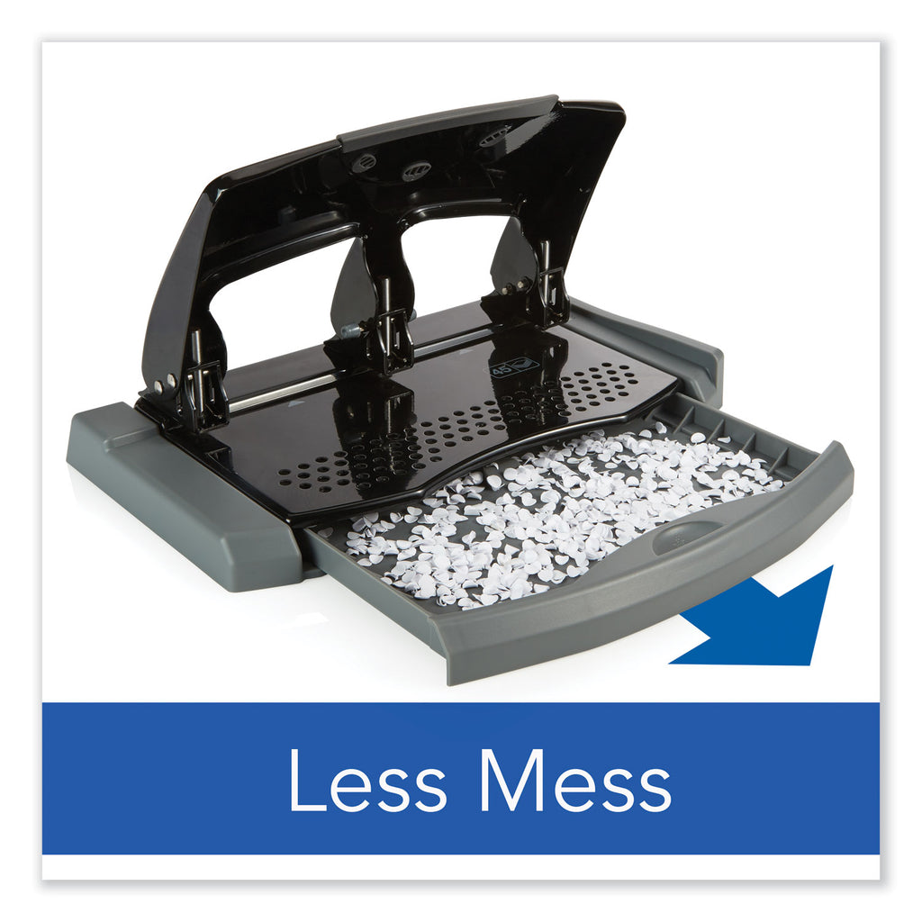 45-Sheet SmartTouch Three-Hole Punch, 9/32" Holes, Black/Gray