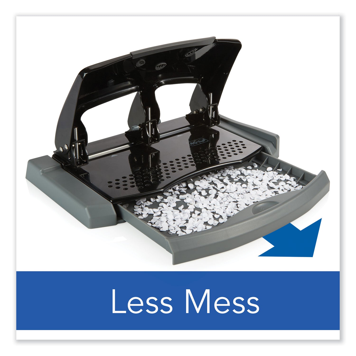 45-Sheet SmartTouch Three-Hole Punch, 9/32" Holes, Black/Gray