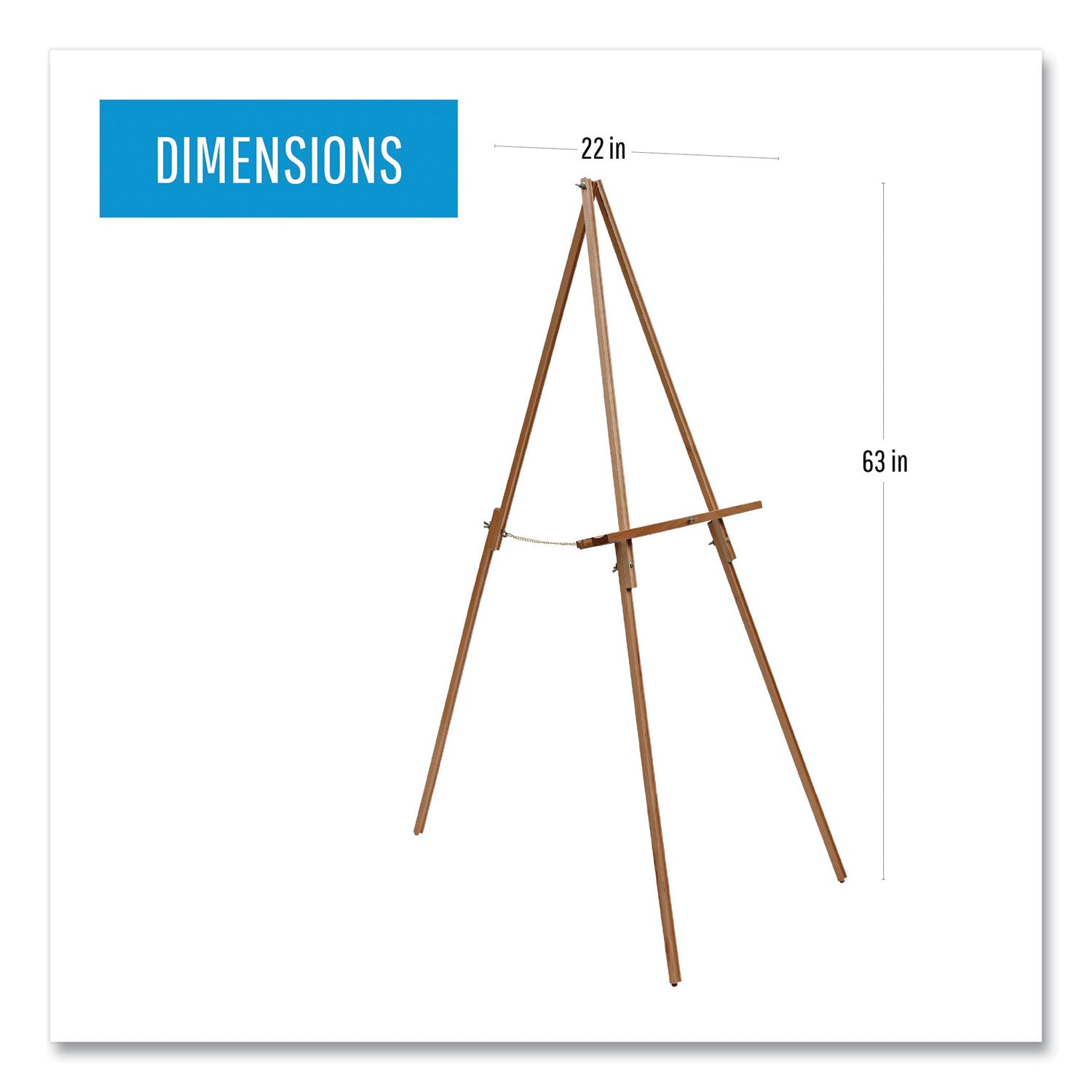 Oak Display Tripod Easel, 60" High, Wood/Brass - 