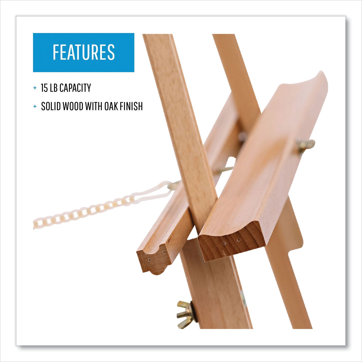Oak Display Tripod Easel, 60" High, Wood/Brass