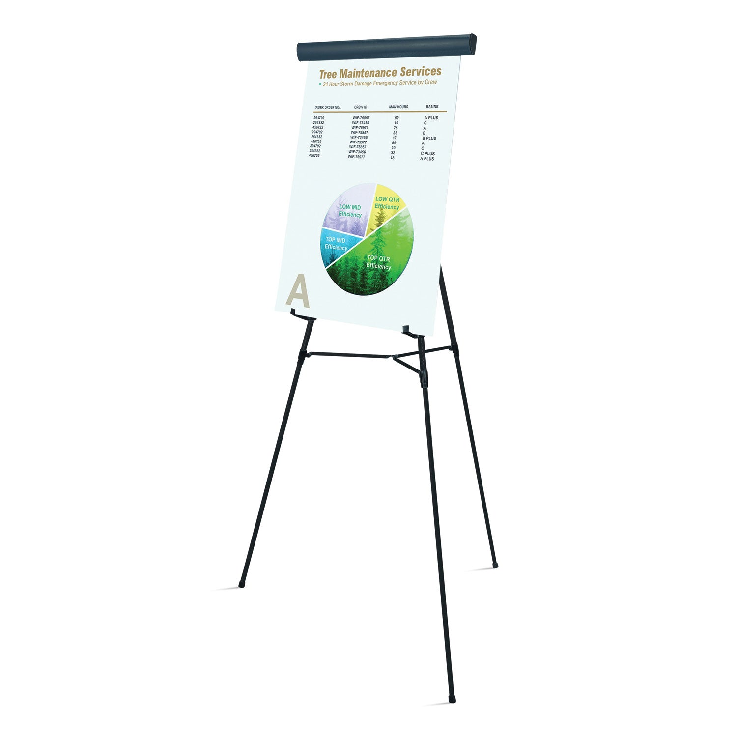 Telescoping Tripod Display Easel, Adjusts 35" to 64" High, Metal, Black - 