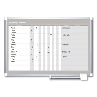 In-Out Magnetic Dry Erase Board, 36 x 24, White Surface, Silver Aluminum Frame - 