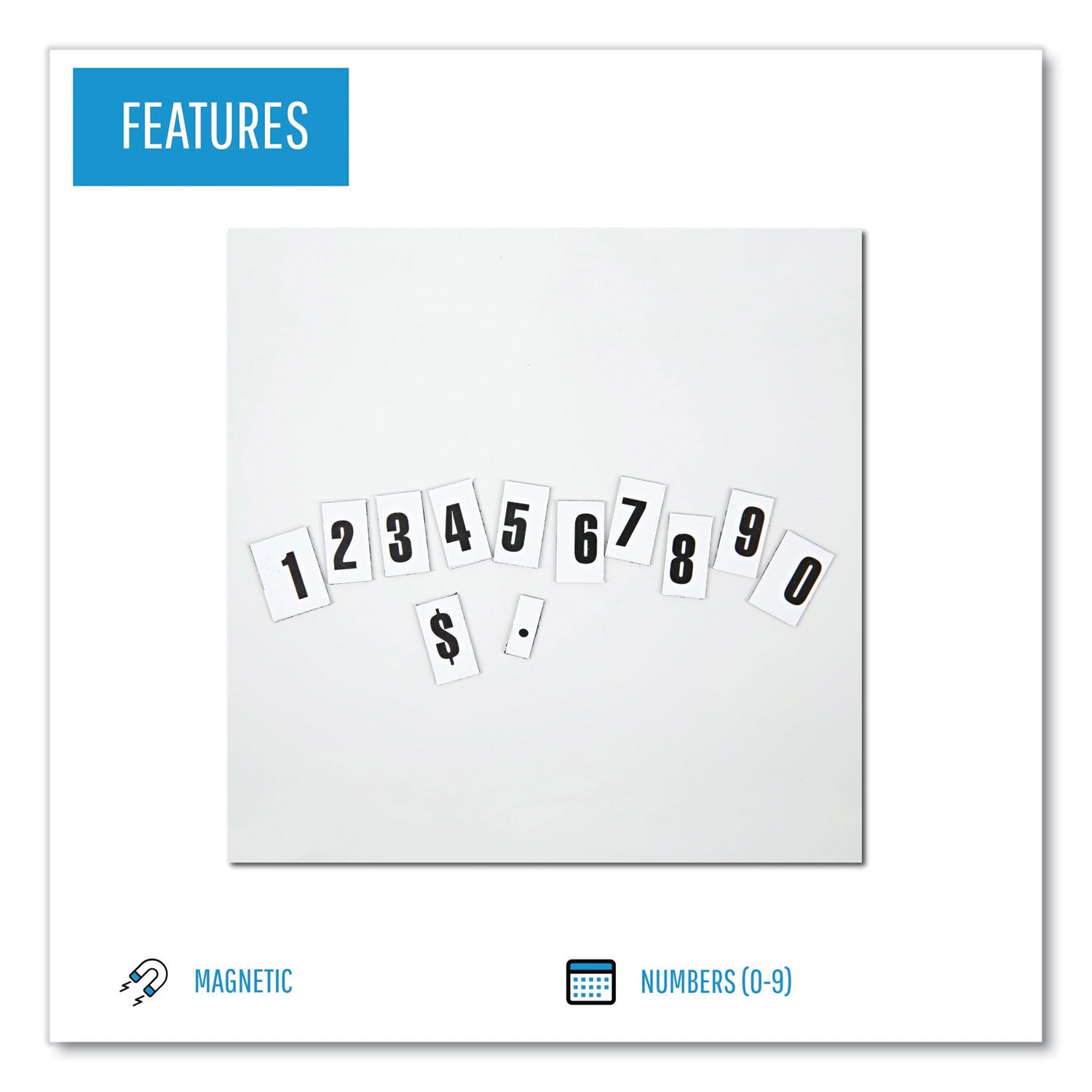 Interchangeable Magnetic Board Accessories, Numbers, Black, 0.75"h - 