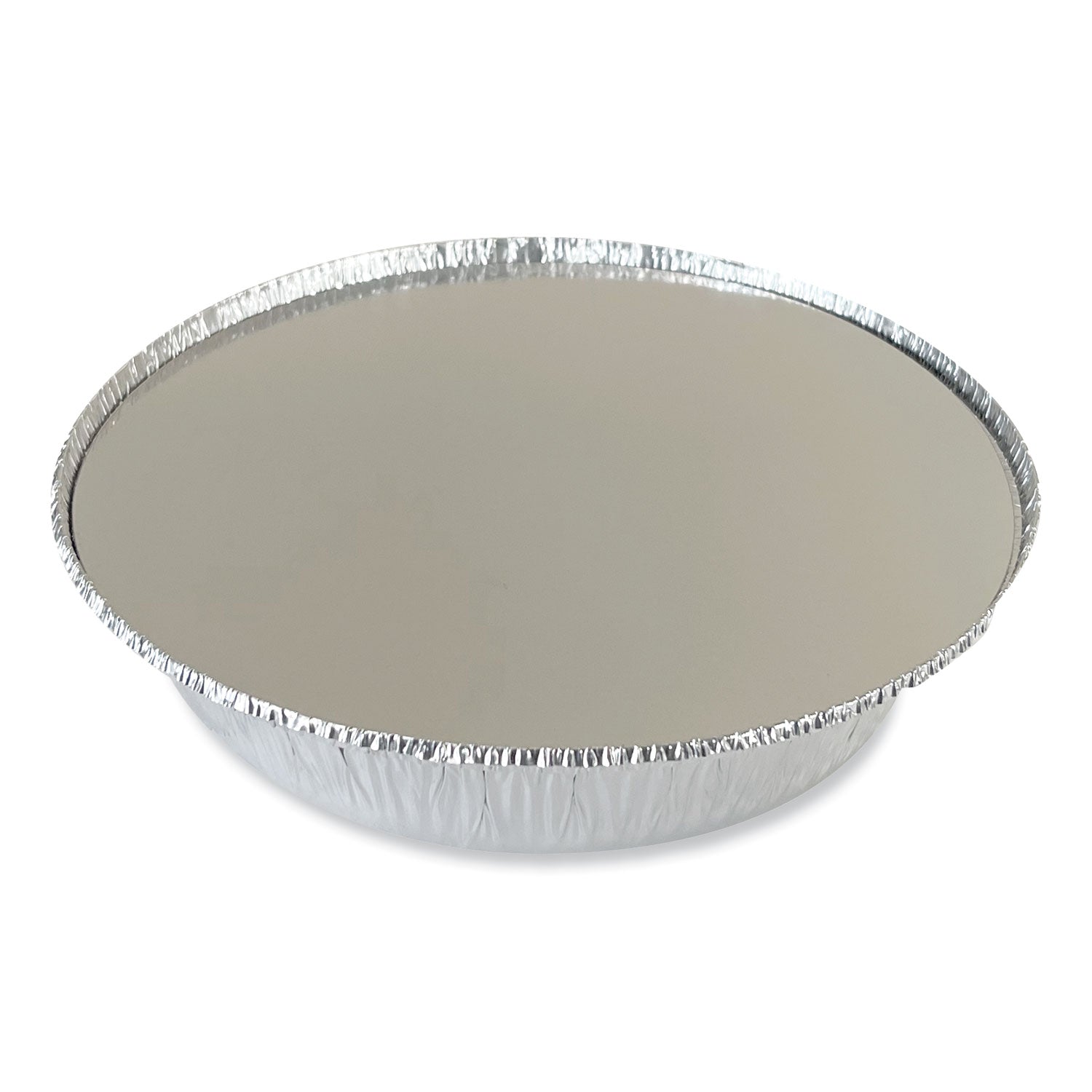 Round Aluminum To-Go Container Lids, Flat Lid, 9", Silver, Paper, 500/Carton