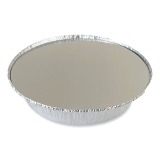 Round Aluminum To-Go Container Lids, Flat Lid, 9", Silver, Paper, 500/Carton