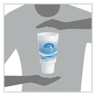 Horizon Hot/Cold Foam Drinking Cups, 44 oz, Ocean Blue/White, 15/Bag, 20 Bags/Carton