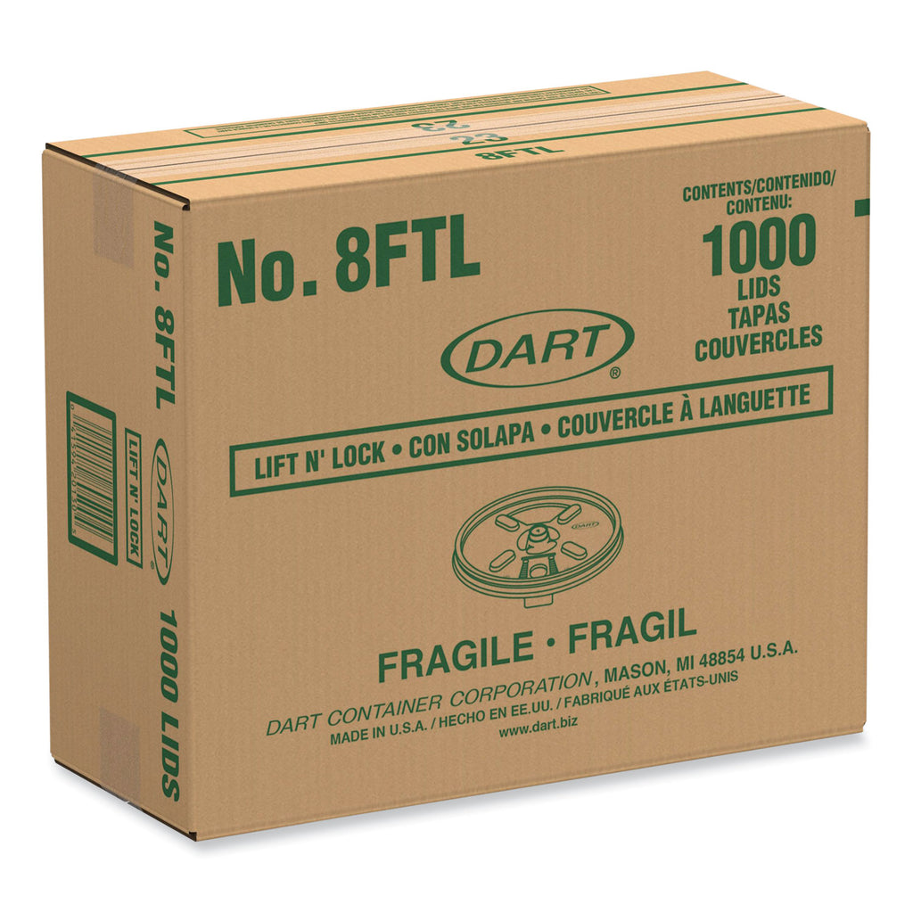 Lift n' Lock Plastic Hot Cup Lids, Fits 8 oz Cups, White, 1,000/Carton