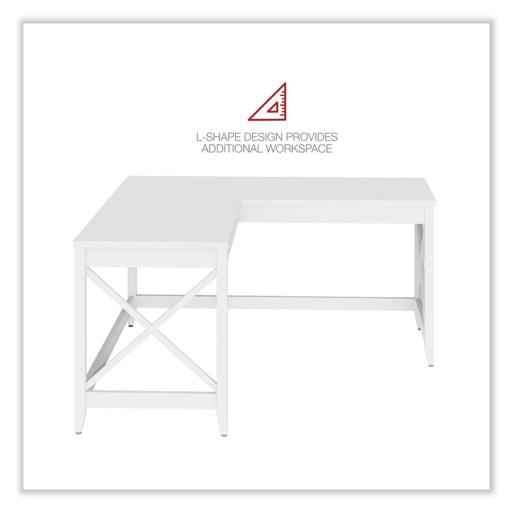 L-Shaped Farmhouse Desk, 58.27" x 58.27" x 29.53", White