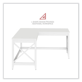 L-Shaped Farmhouse Desk, 58.27" x 58.27" x 29.53", White