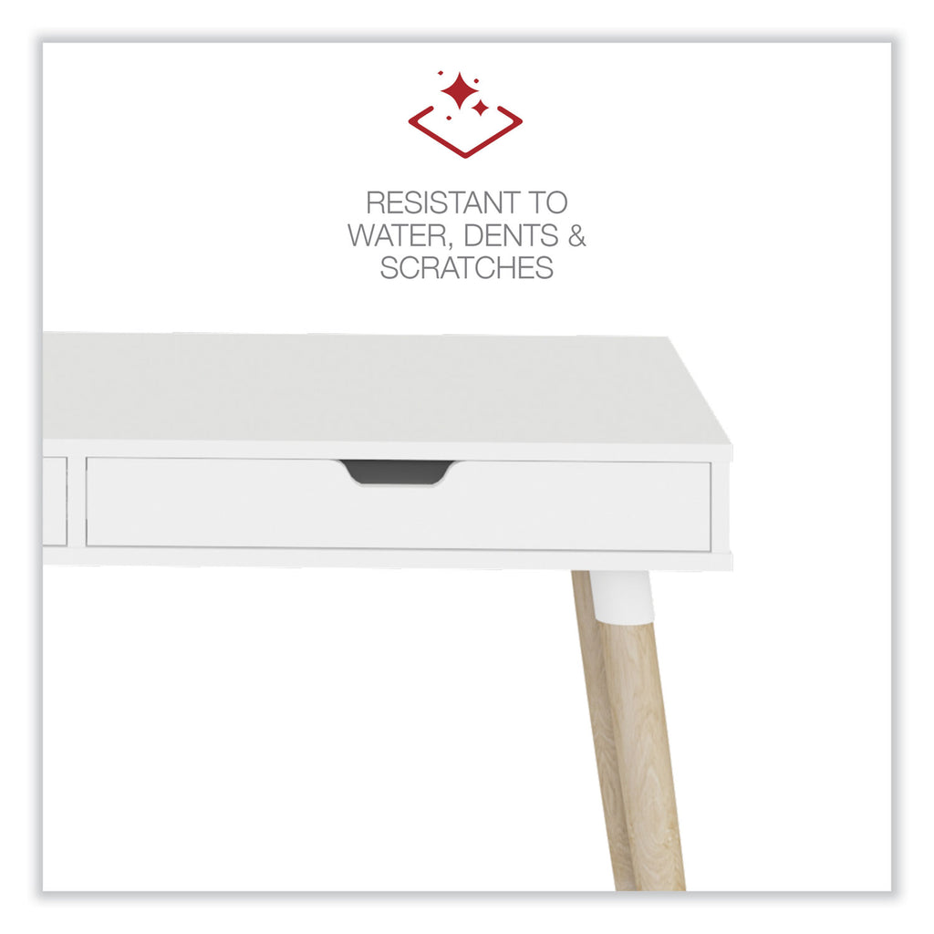 Scandinavian Writing Desk, 47.24" x 23.62" x 29.53", White/Beigewood