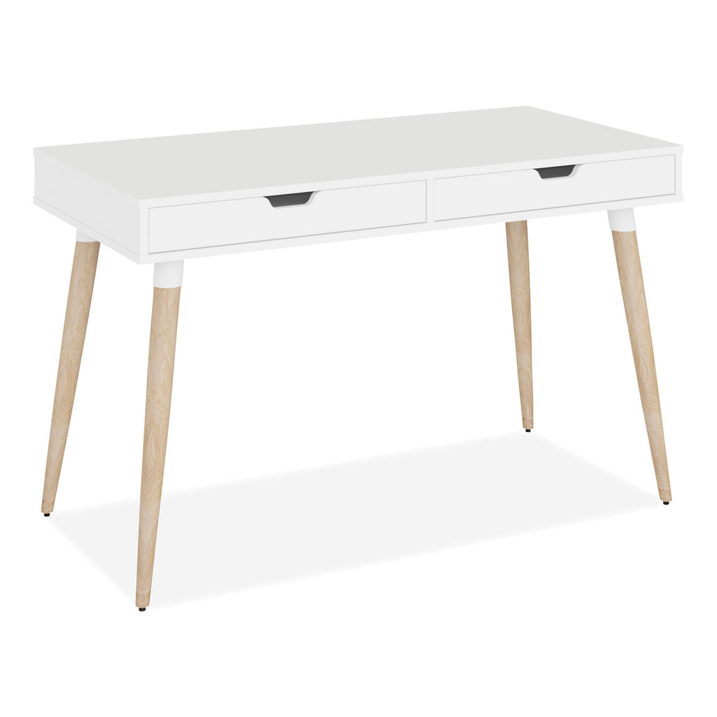 Scandinavian Writing Desk, 47.24" x 23.62" x 29.53", White/Beigewood