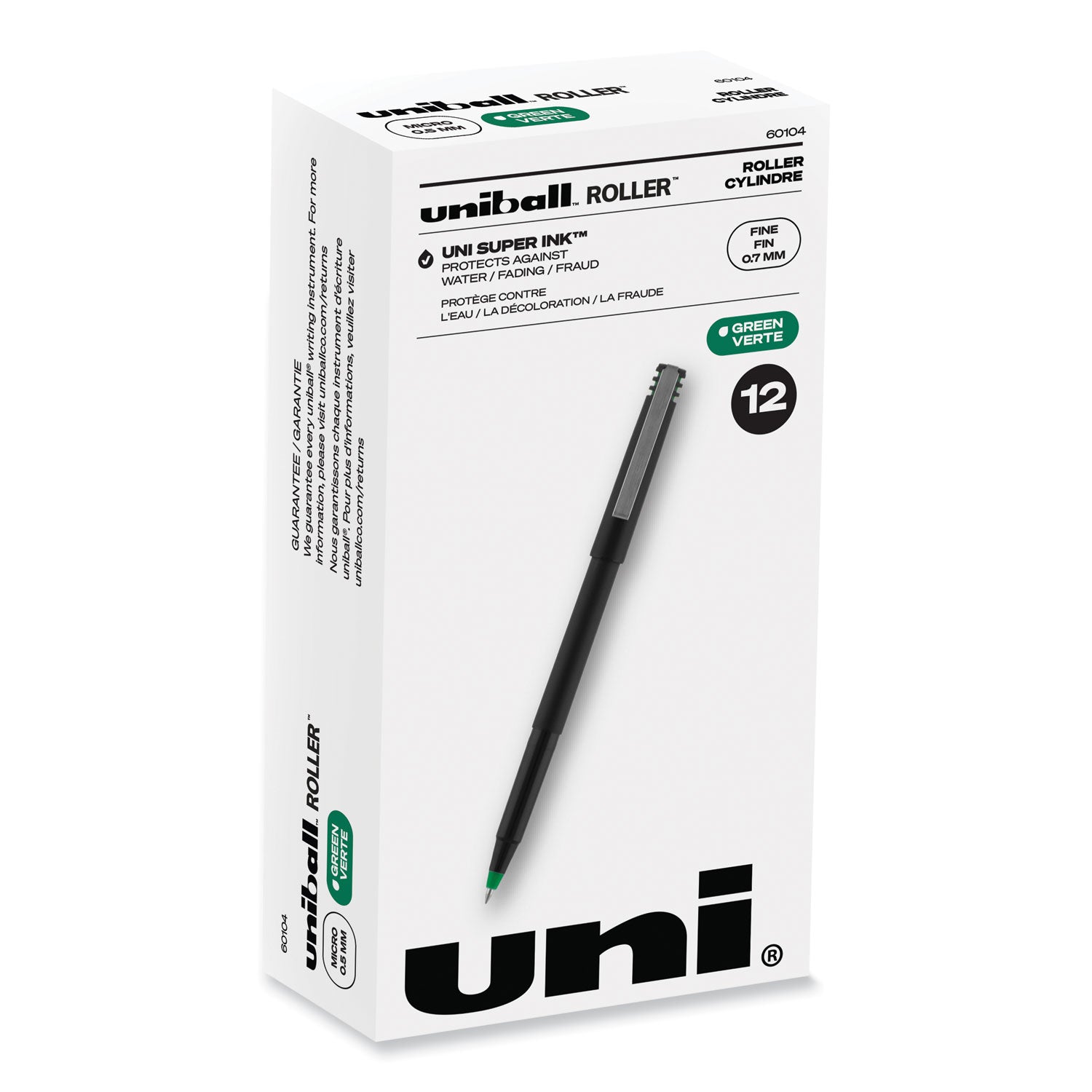 roller-ball-pen-stick-fine-07-mm-green-ink-black-green-barrel-dozen_ubc60104 - 1