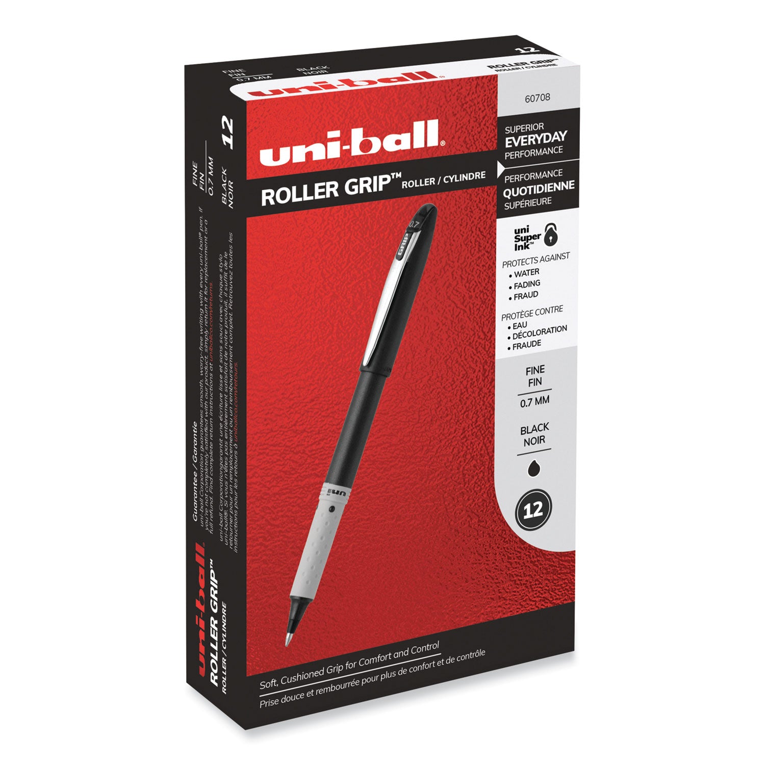 grip-roller-ball-pen-stick-fine-07-mm-black-ink-black-barrel-dozen_ubc60708 - 1