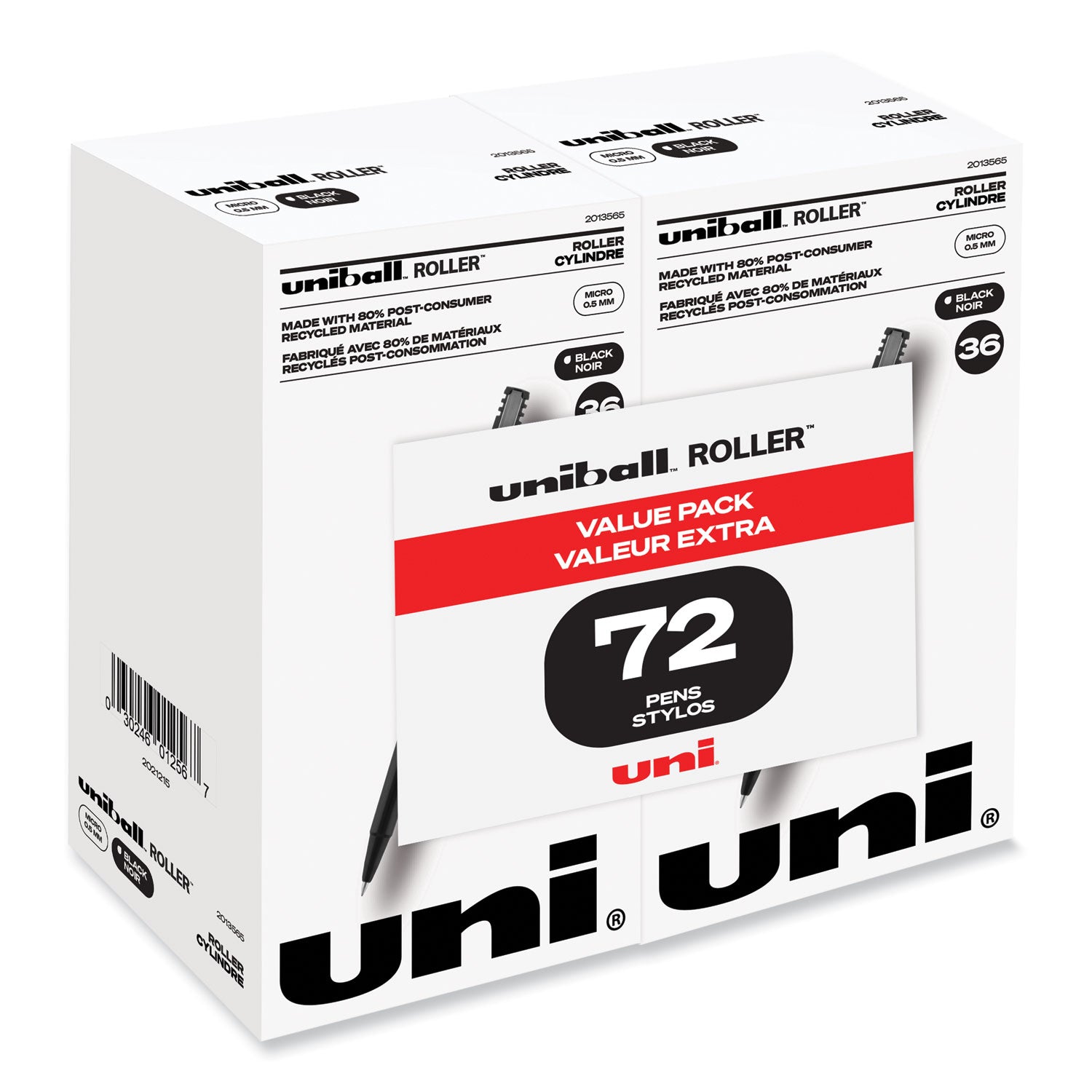 roller-ball-pen-stick-extra-fine-05-mm-black-ink-black-barrel-72-pack_ubc2013565 - 1