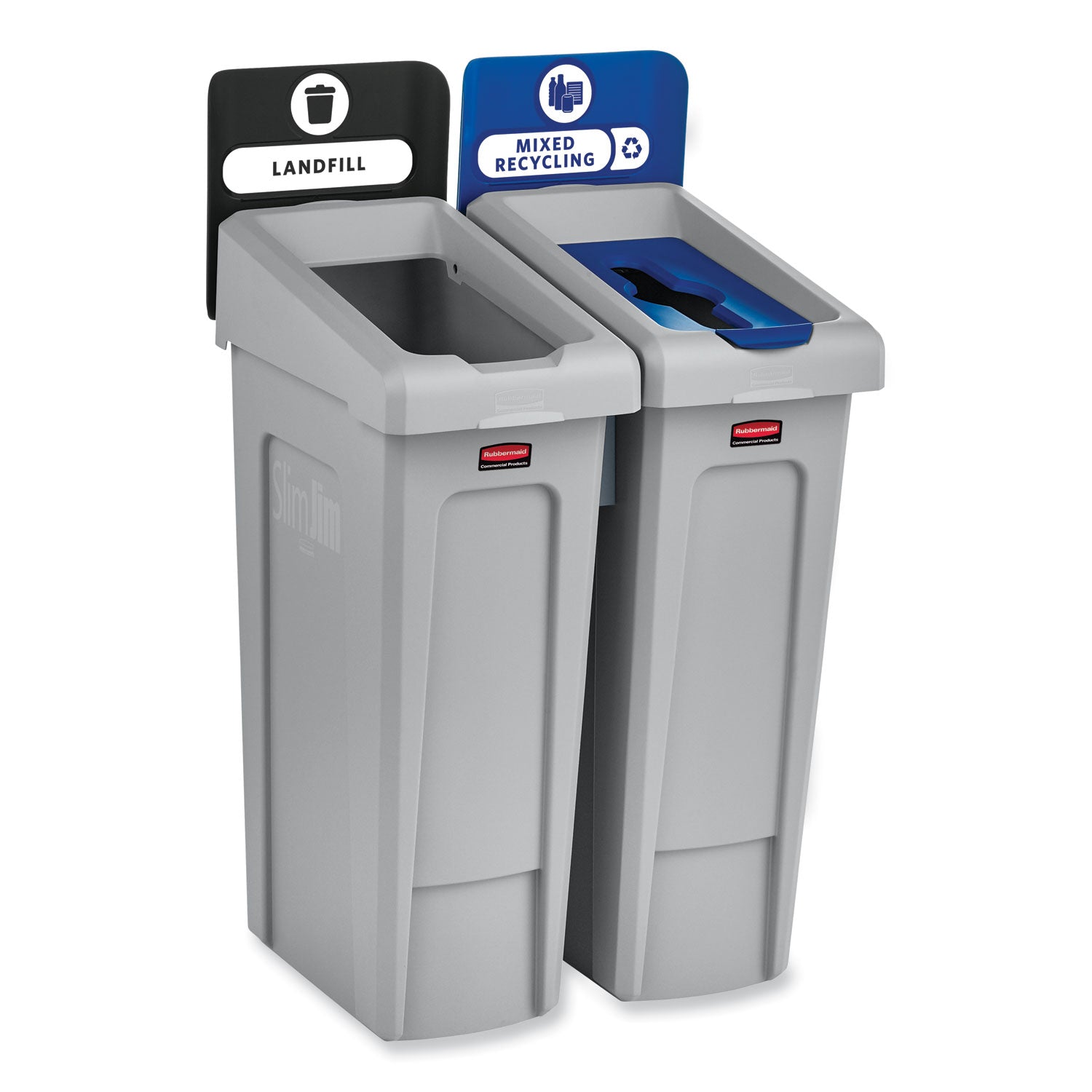 slim-jim-recycling-station-kit-2-stream-landfill-mixed-recycling-46-gal-plastic-blue-gray_rcp2007914 - 4