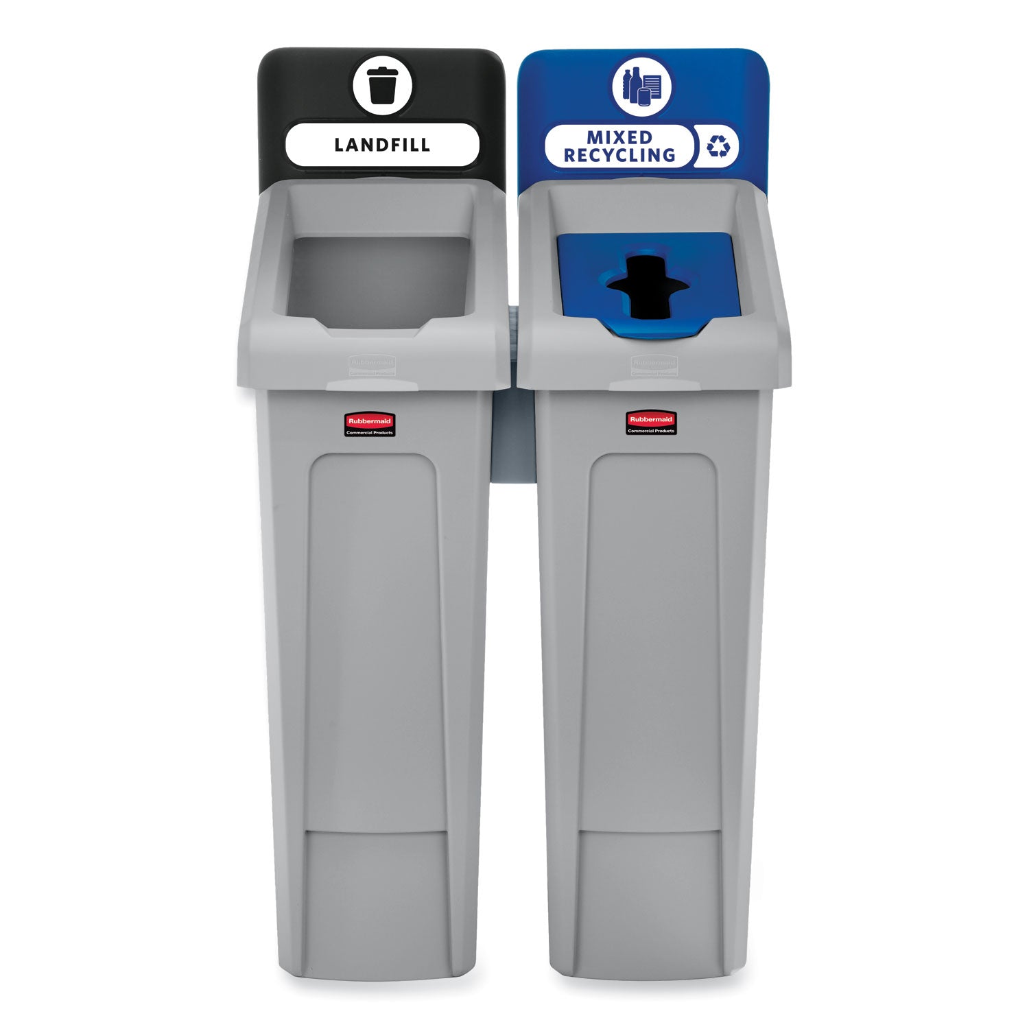 slim-jim-recycling-station-kit-2-stream-landfill-mixed-recycling-46-gal-plastic-blue-gray_rcp2007914 - 3