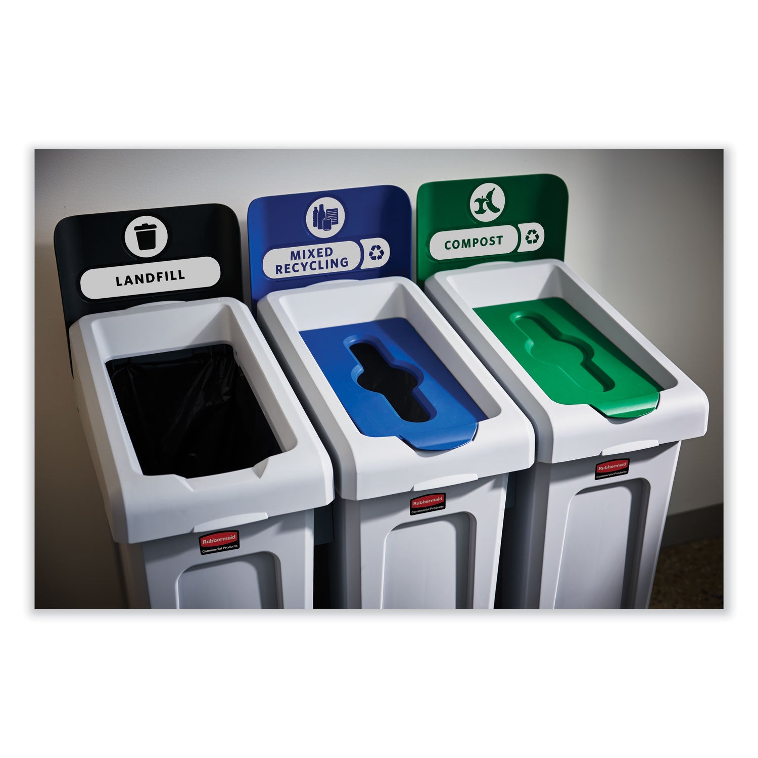 slim-jim-recycling-station-kit-3-stream-landfill-mixed-recycling-69-gal-plastic-blue-gray-green_rcp2007918 - 4