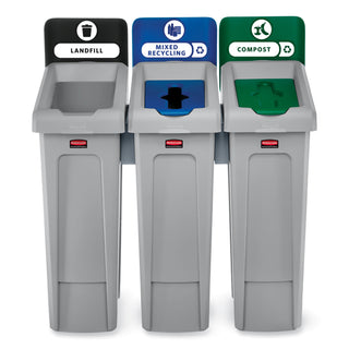 slim-jim-recycling-station-kit-3-stream-landfill-mixed-recycling-69-gal-plastic-blue-gray-green_rcp2007918 - 3
