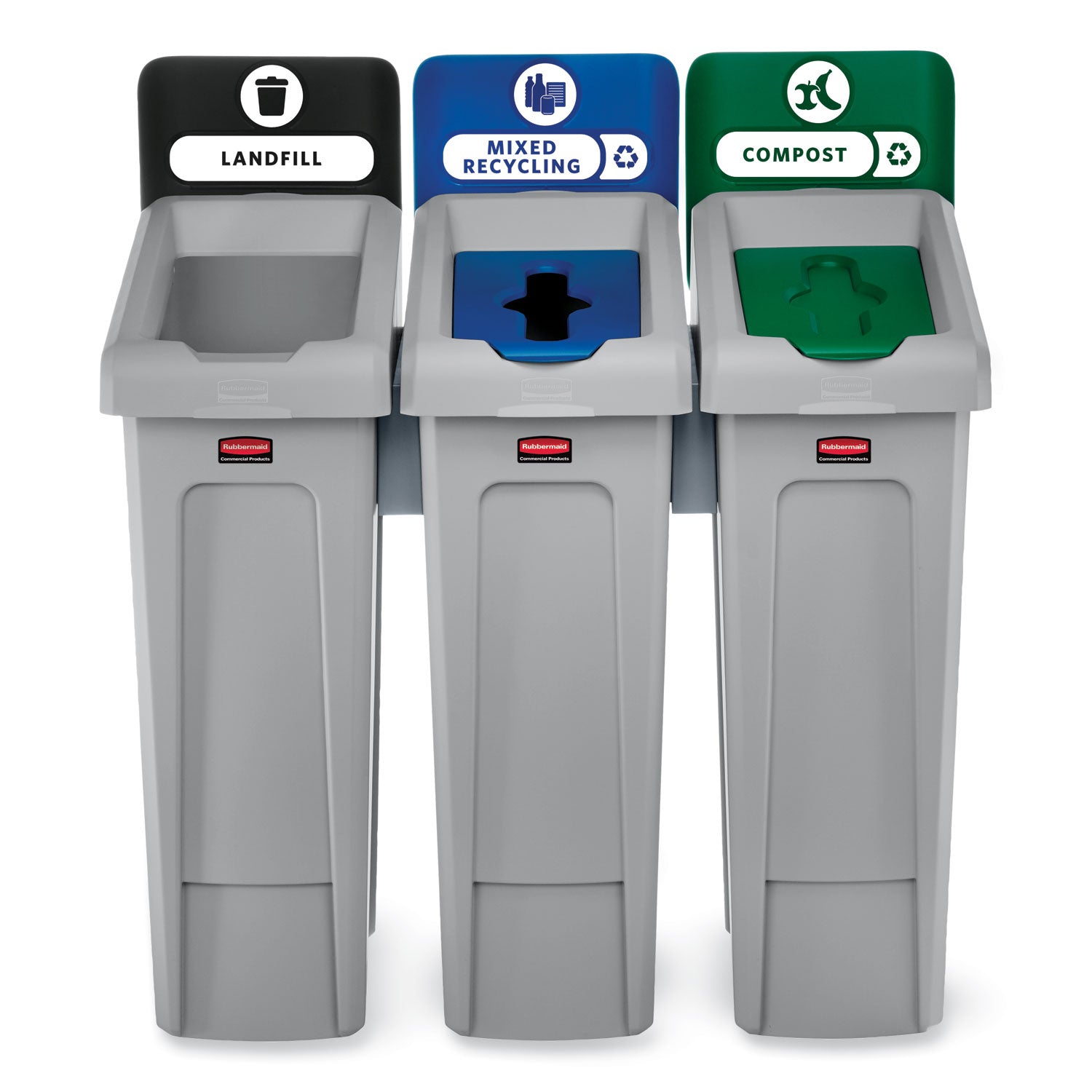 slim-jim-recycling-station-kit-3-stream-landfill-mixed-recycling-69-gal-plastic-blue-gray-green_rcp2007918 - 3
