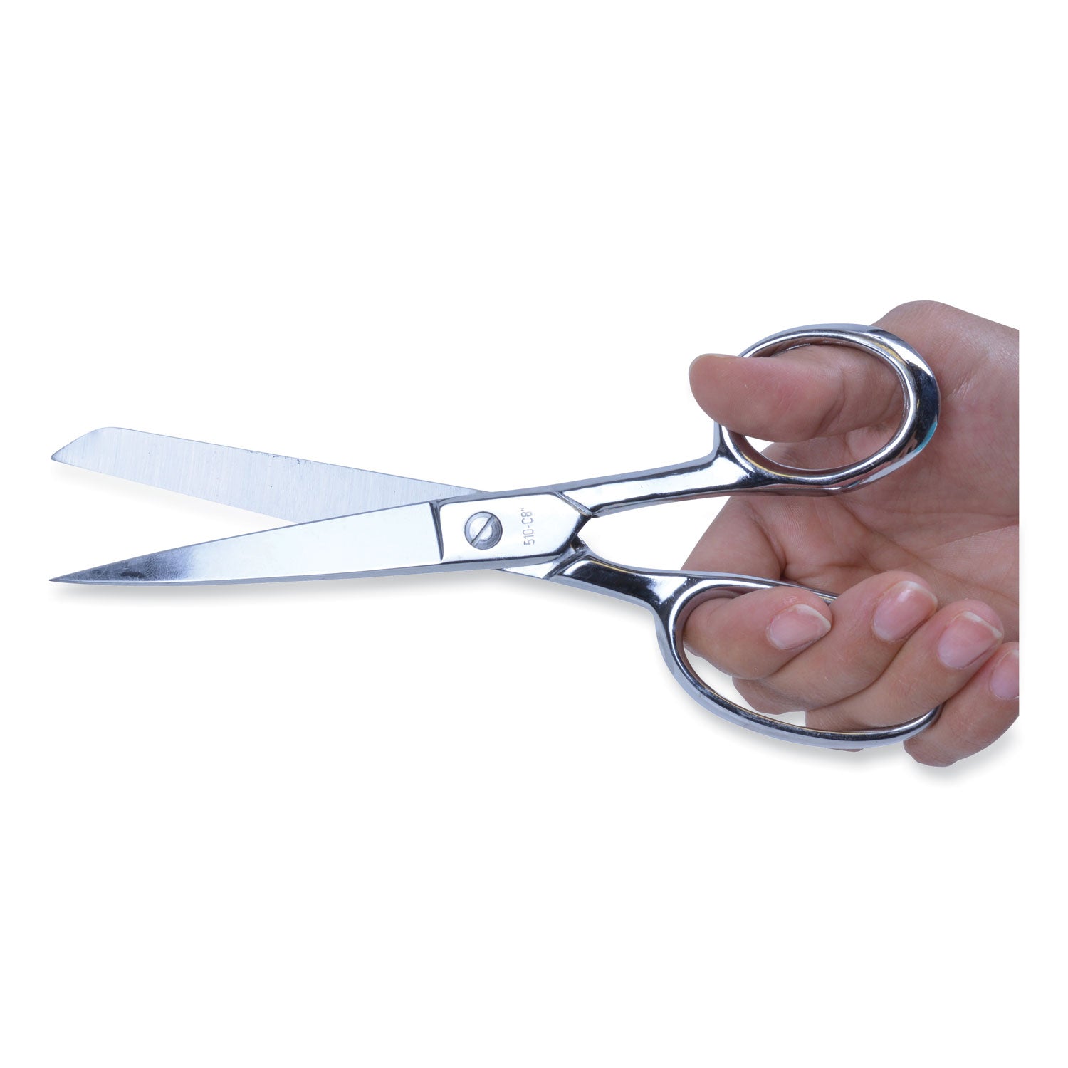 Hot Forged Carbon Steel Shears, 8" Long, 3.88" Cut Length, Nickel Straight Handle - 