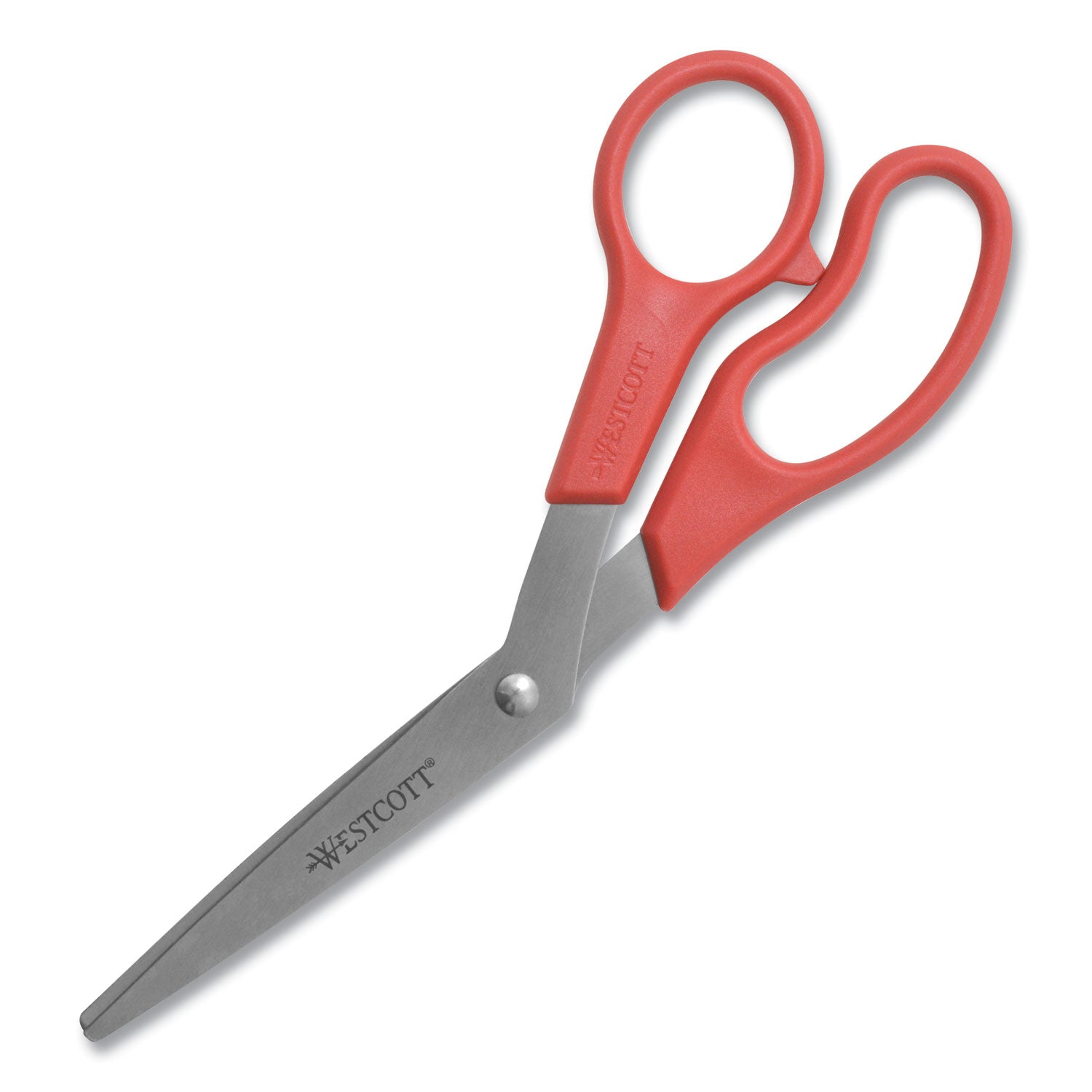 Value Line Stainless Steel Shears, 8" Long, 3.5" Cut Length, Red Offset Handle - 