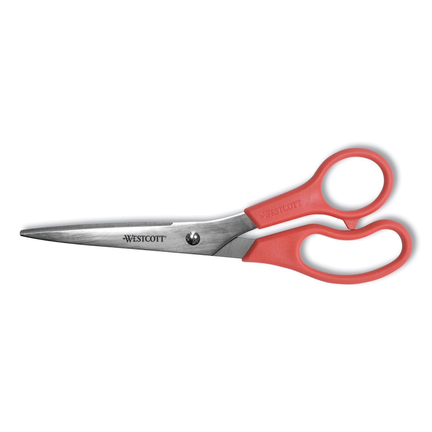 Value Line Stainless Steel Shears, 8" Long, 3.5" Cut Length, Red Straight Handle - 