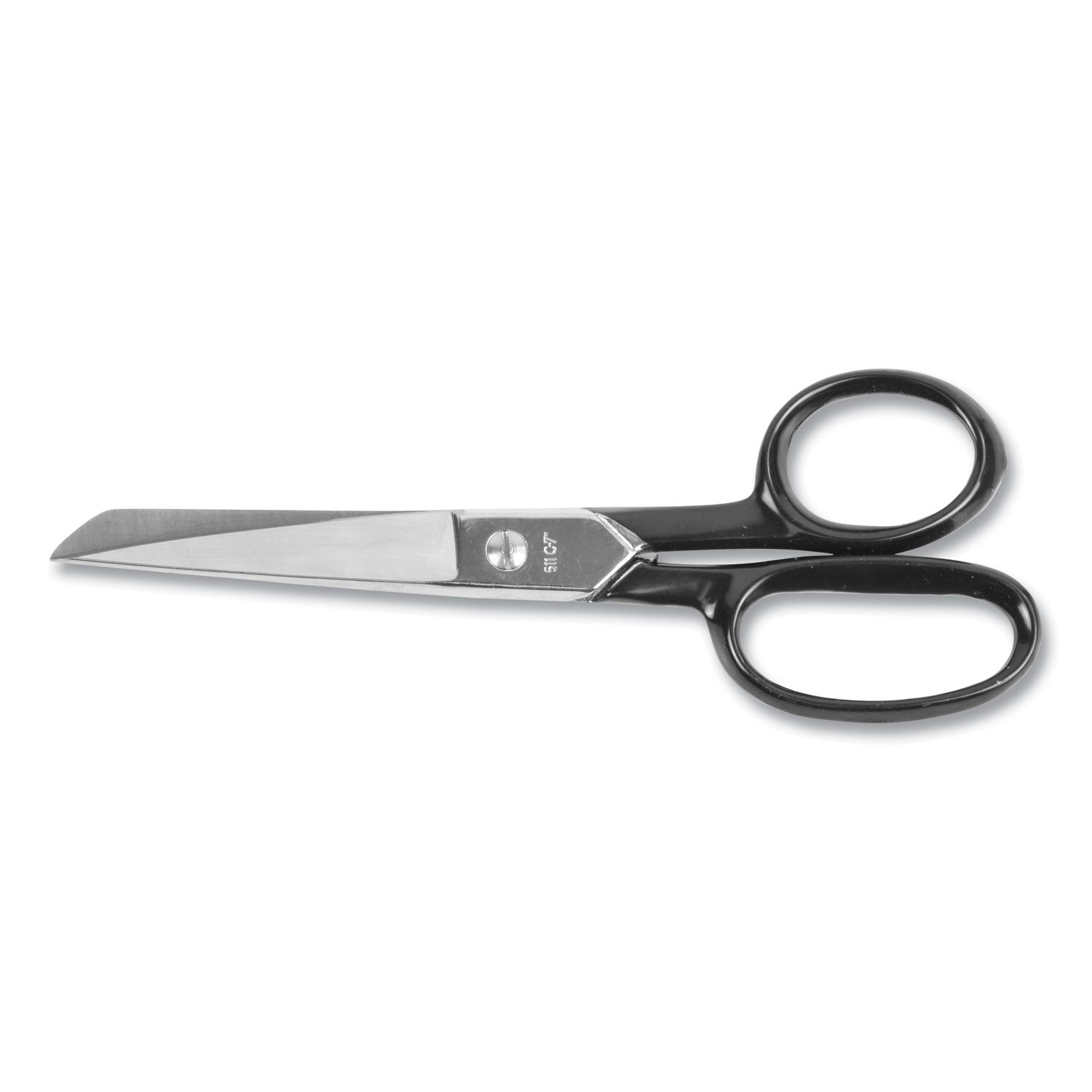 Hot Forged Carbon Steel Shears, 7" Long, 3.13" Cut Length, Black Straight Handle - 