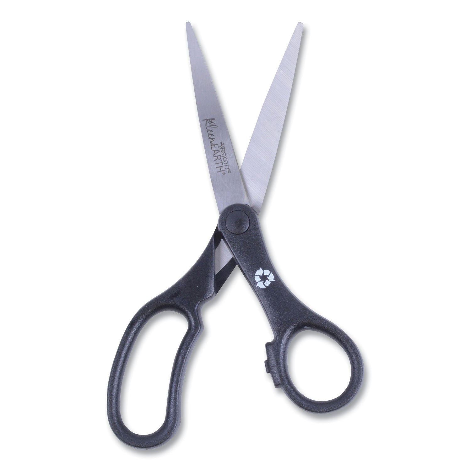 KleenEarth Basic Plastic Handle Scissors, 8" Long, 3.25" Cut Length, Black Straight Handles, 3/Pack