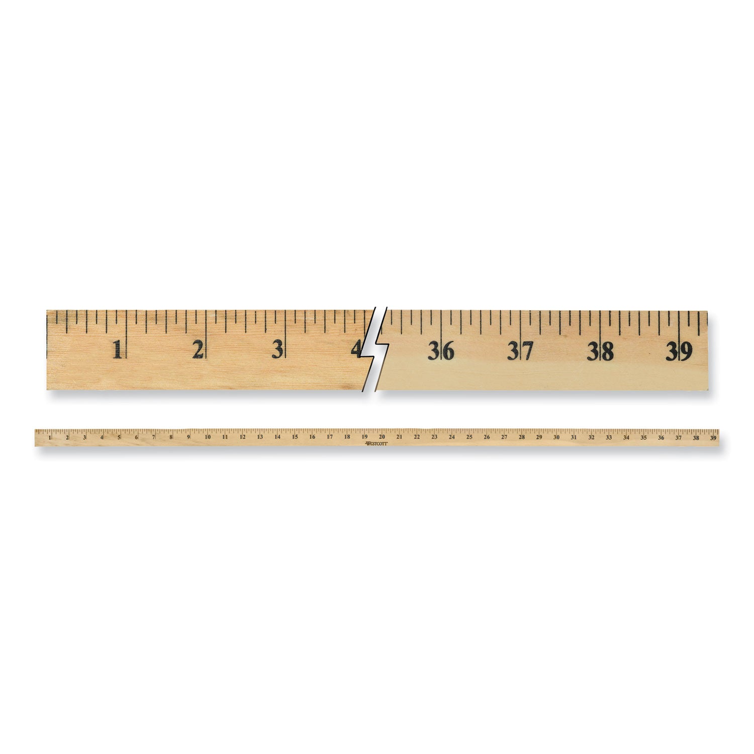Wooden Meter Stick, Standard/Metric, 39.5", Clear Lacquer Finish, 12/Box - 
