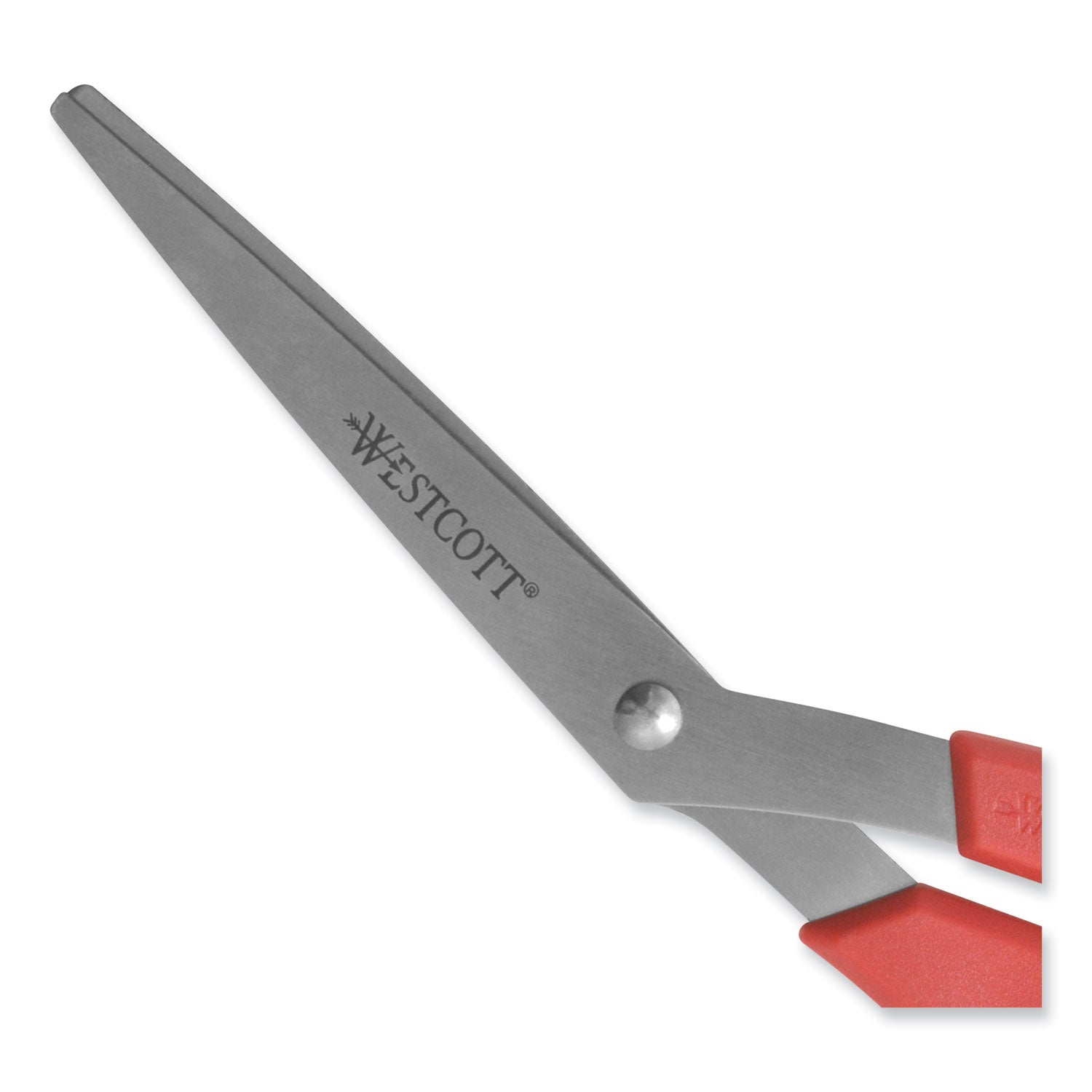 Value Line Stainless Steel Shears, 8" Long, 3.5" Cut Length, Red Offset Handle - 