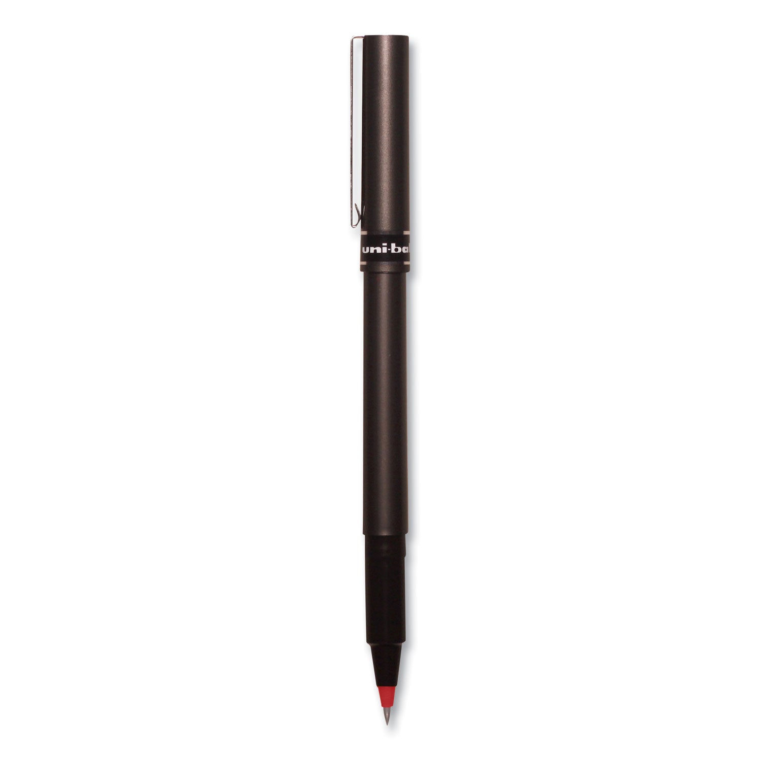 deluxe-roller-ball-pen-stick-extra-fine-05-mm-red-ink-metallic-gray-black-red-barrel-dozen_ubc60026 - 3