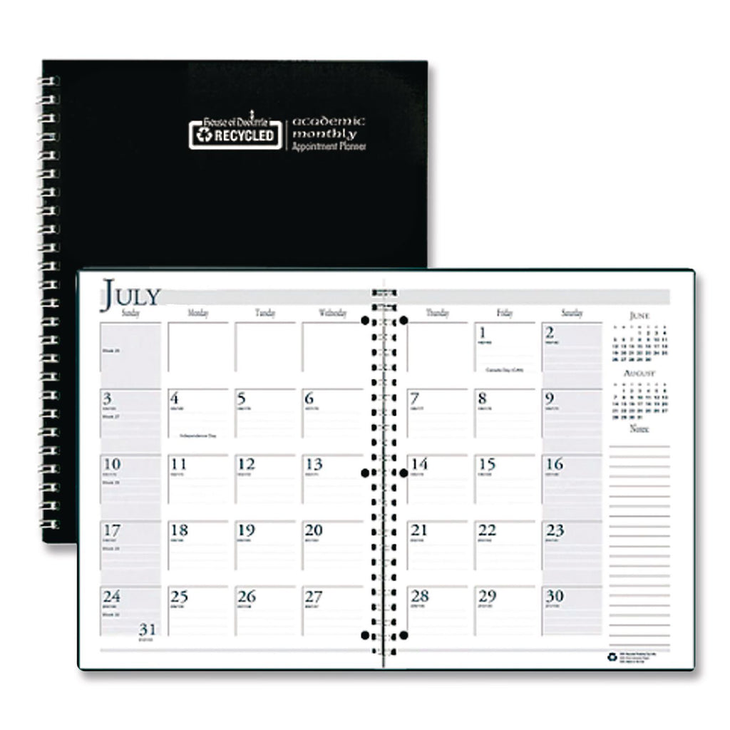 Spiralbound Academic Monthly Planner, 11 x 8.5, Black Cover, 14-Month (July to Aug): 2023 to 2024