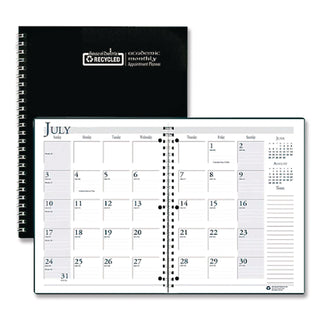 Spiralbound Academic Monthly Planner, 11 x 8.5, Black Cover, 14-Month (July to Aug): 2023 to 2024