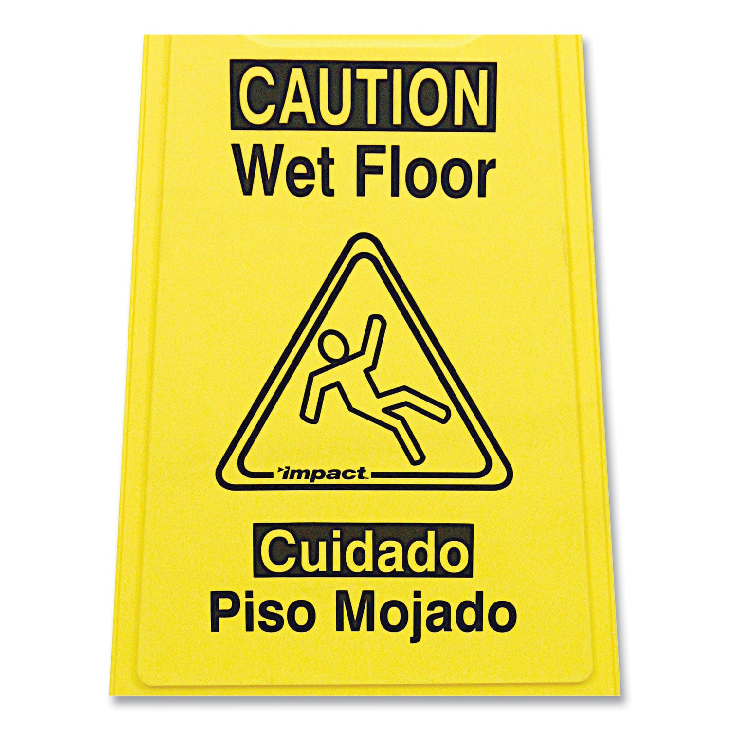 Bilingual Yellow Wet Floor Sign, 12.05 x 1.55 x 24.3 - 