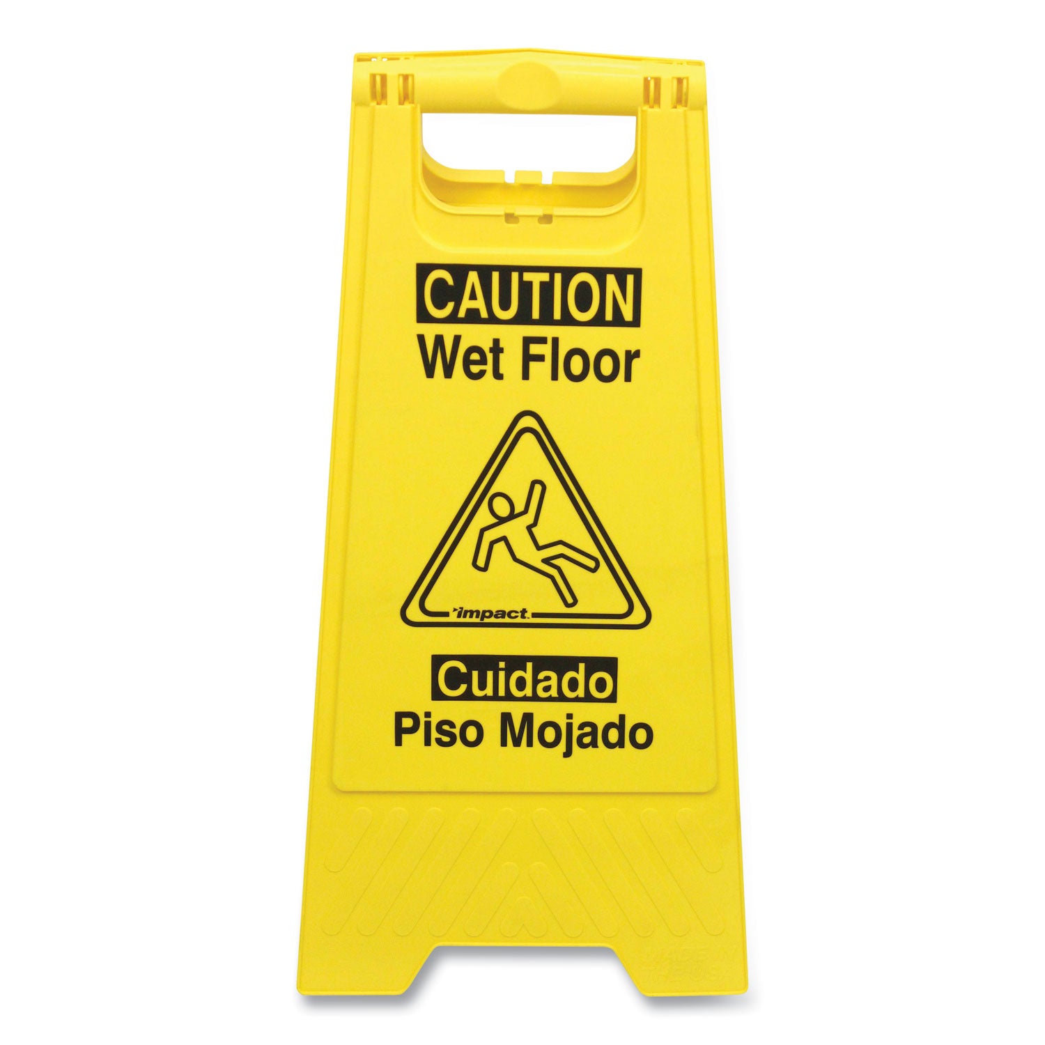 Bilingual Yellow Wet Floor Sign, 12.05 x 1.55 x 24.3 - 