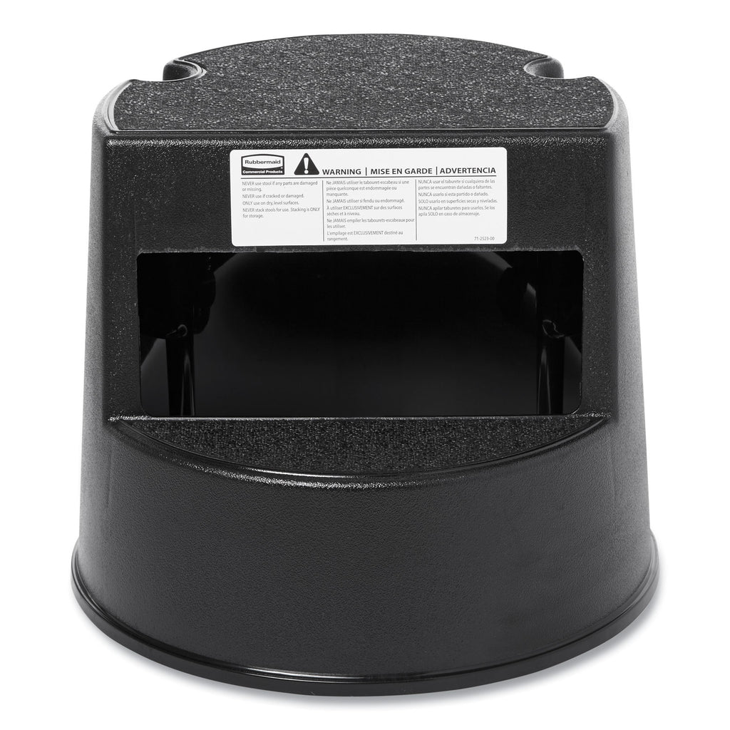Rolling Step Stool, Curved Design, 2-Step, Retracting Casters, 350 lb Capacity, 16" Diameter x 13.5"h, Beige