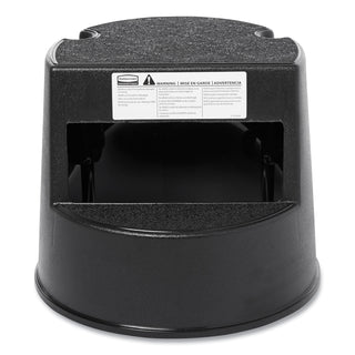 Rolling Step Stool, Curved Design, 2-Step, Retracting Casters, 350 lb Capacity, 16" Diameter x 13.5"h, Beige