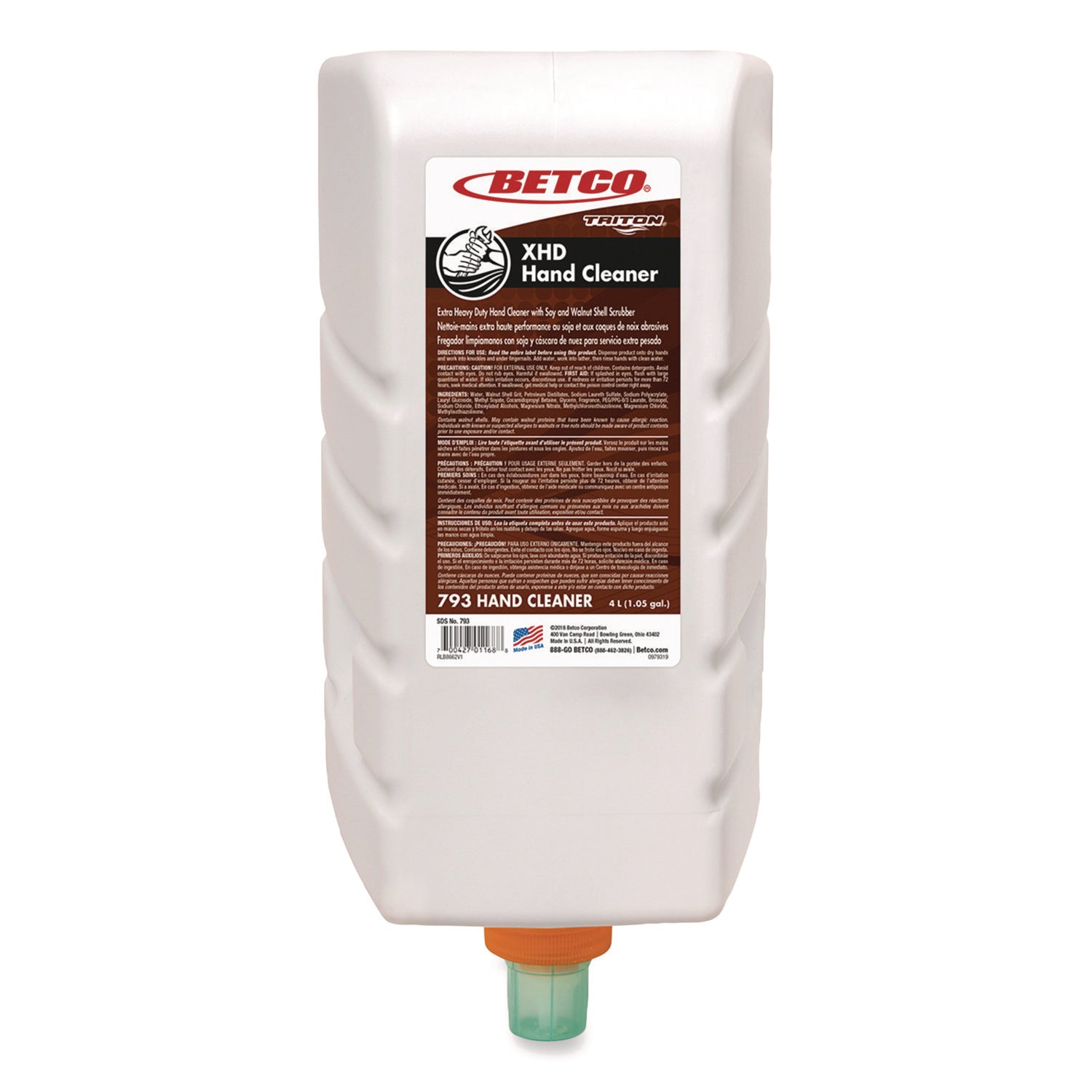 XHD Hand Cleaner, Fresh, 4 L Refill Cartridge, 4/Carton