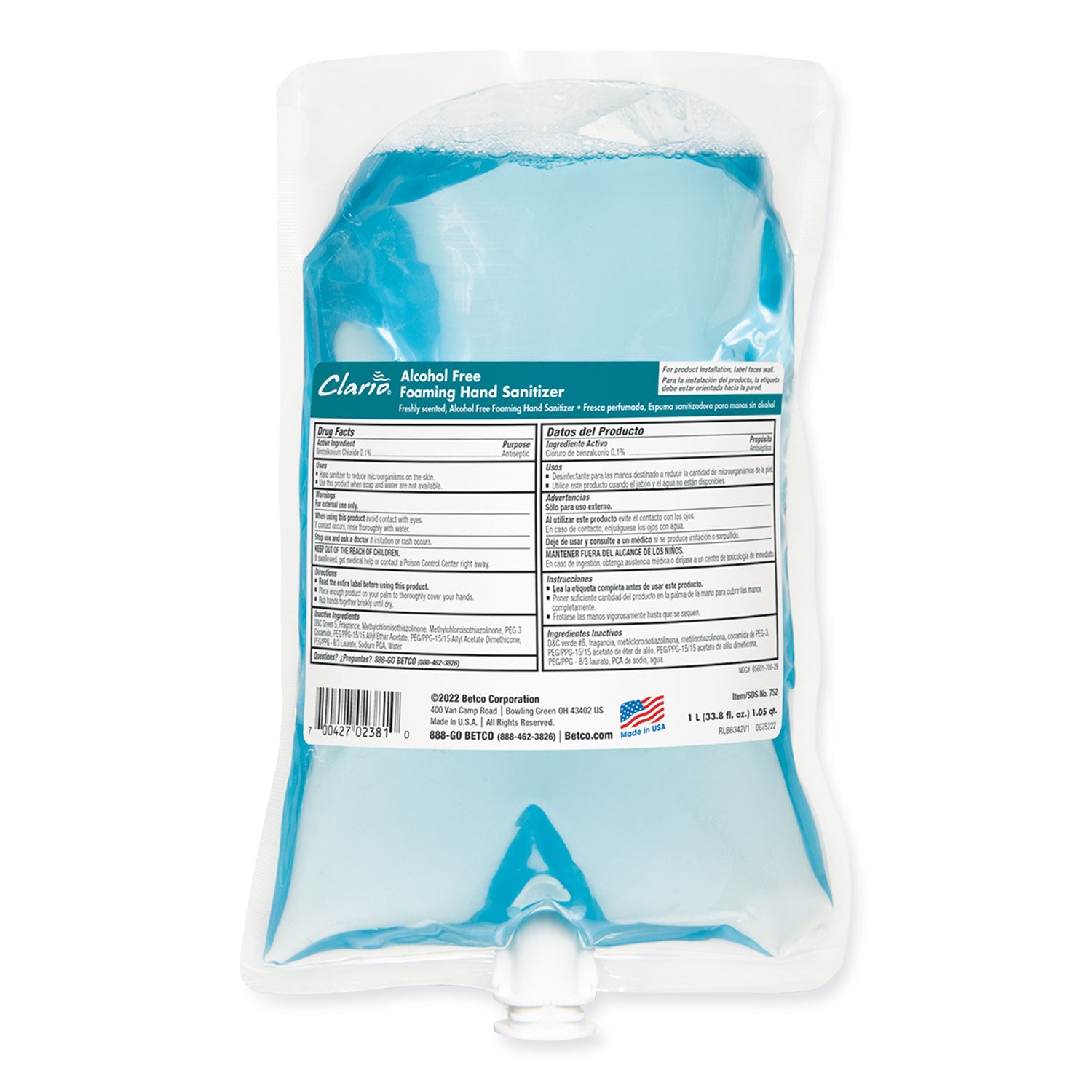 clario-alcohol-free-foaming-hand-sanitizer-1000-ml-bag-fresh-6-carton_bet7522900 - 1