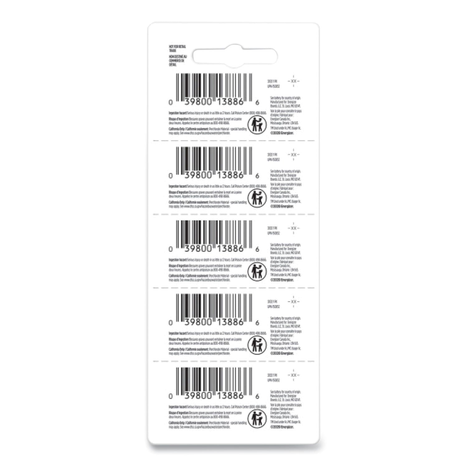 Industrial Lithium CR2032 Coin Battery with Tear-Strip Packaging, 3 V, 100/Box