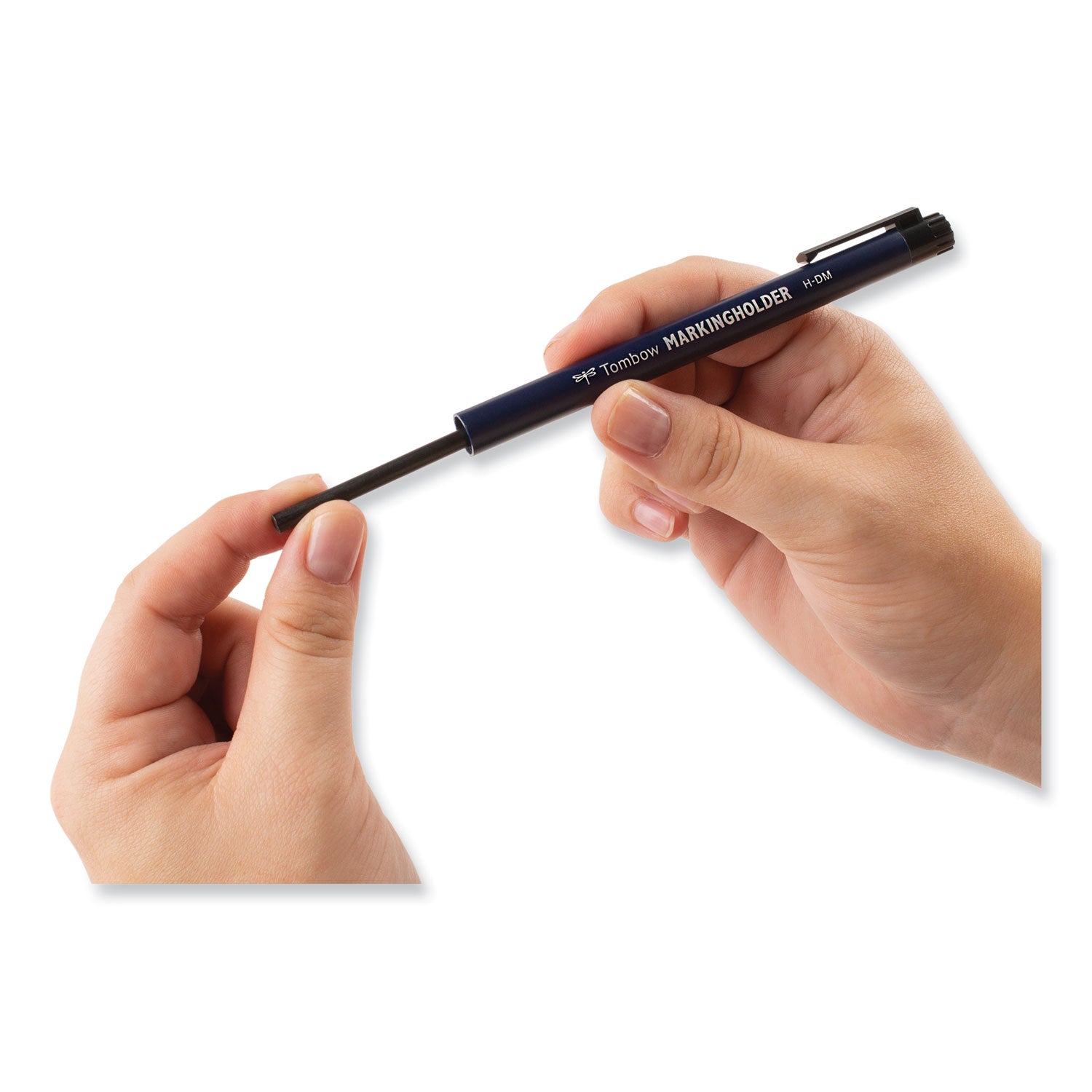 Wax-Based Marking Pencil, 4.4 mm, Black Wax, Navy Blue Barrel, 10/Box