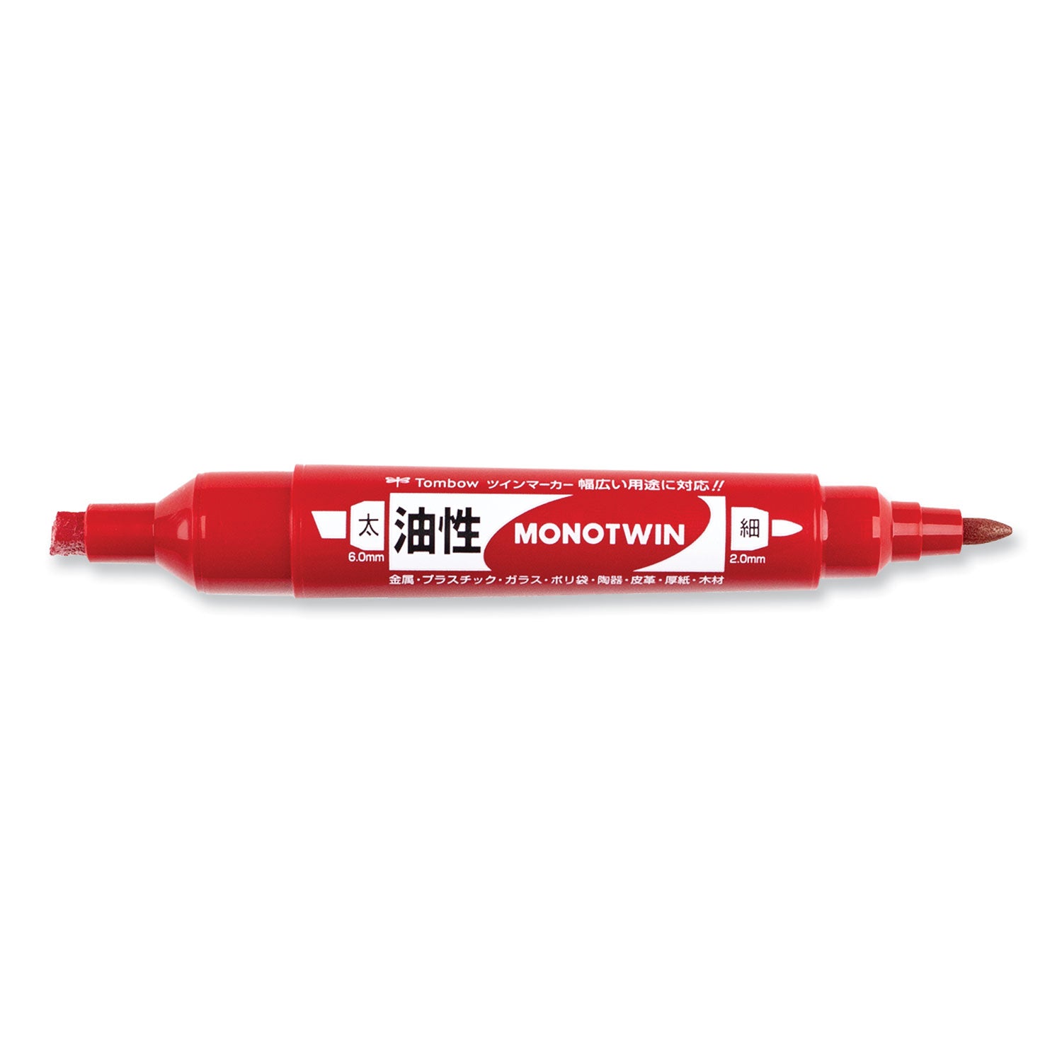 Mono Twin Bold Permanent Marker, Fine/Broad Tips, Red, 10/Box